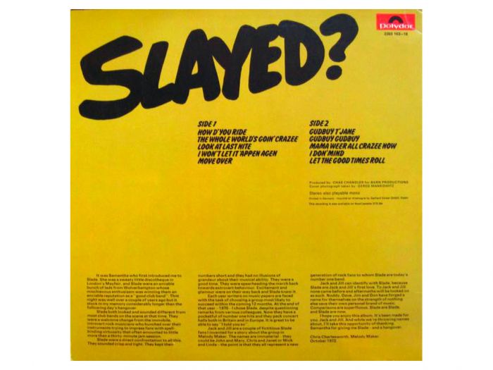 Виниловая пластинка SLADE ‎– Slayed?, 1972 (LP)