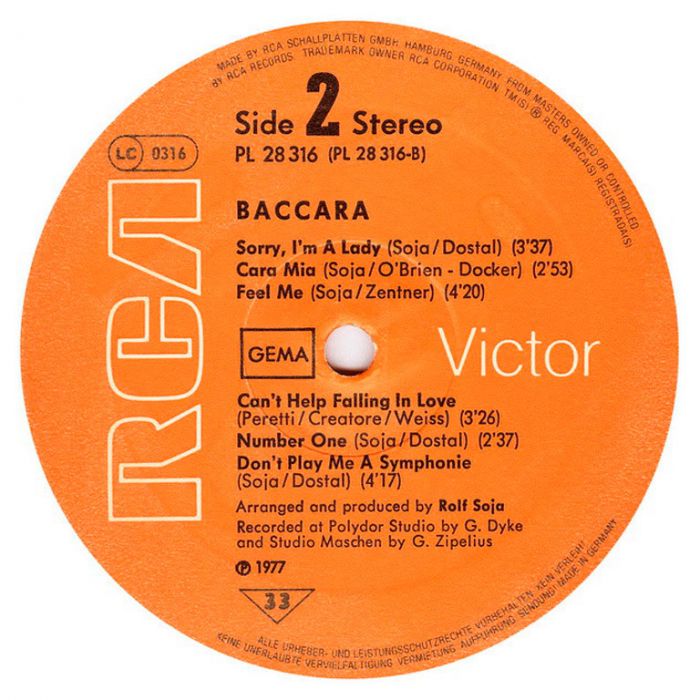 Виниловая пластинка BACCARA ‎– Baccara, 1977 (LP)