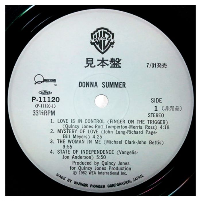 Виниловая пластинка DONNA SUMMER ‎– Donna Summer, 1982 (LP, Promo)