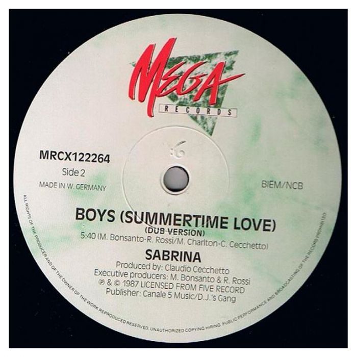 Виниловая пластинка SABRINA ‎– Boys (Summertime Love), 1987 (EP, Maxi-Single)