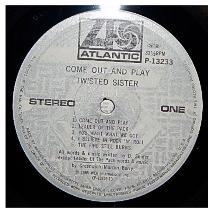 Виниловая пластинка TWISTED SISTER – Come Out And Play, 1985 (LP)