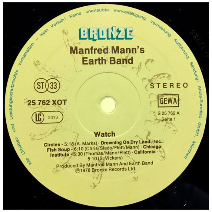 Виниловая пластинка MANFRED MANN'S EARTH BAND ‎– Watch, 1978 (LP)