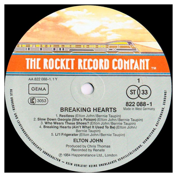 Виниловая пластинка ELTON JOHN ‎– Breaking Hearts, 1984 (LP)