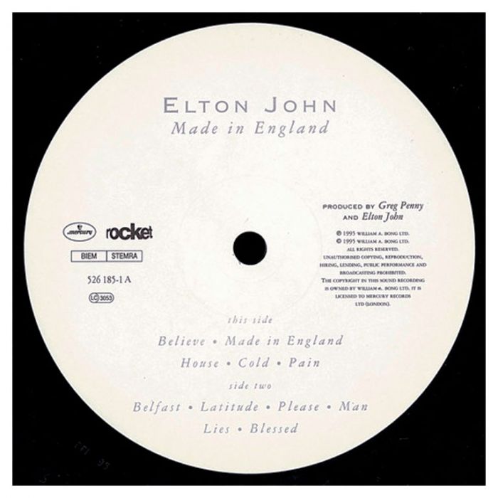 Виниловая пластинка ELTON JOHN ‎– Made In England, 1995 (LP)