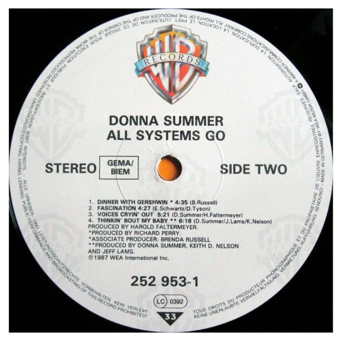 Виниловая пластинка DONNA SUMMER ‎– All Systems Go, 1987 (LP)