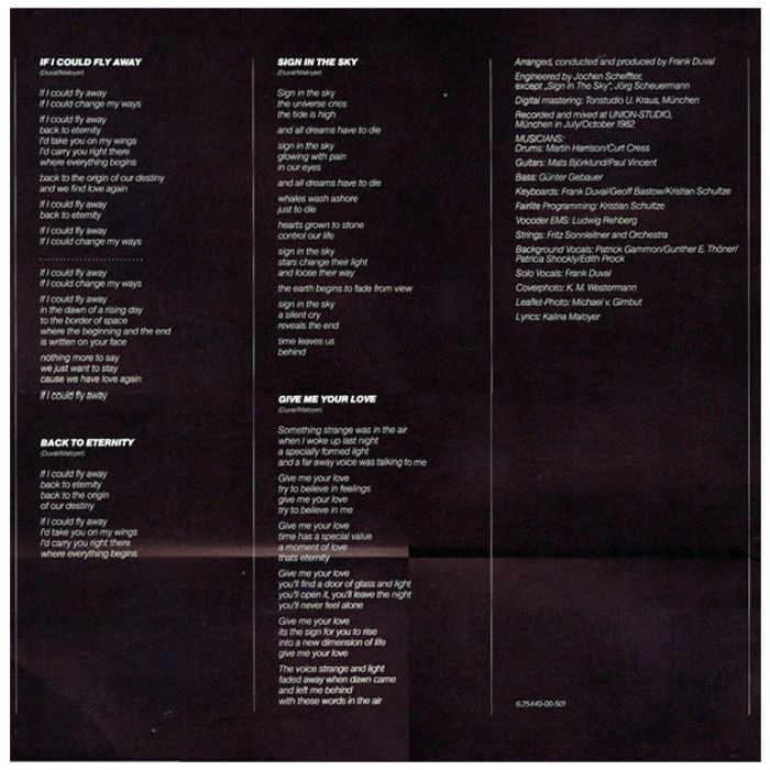 Виниловая пластинка FRANK DUVAL ‎– If I Could Fly Away, 1983 (LP)