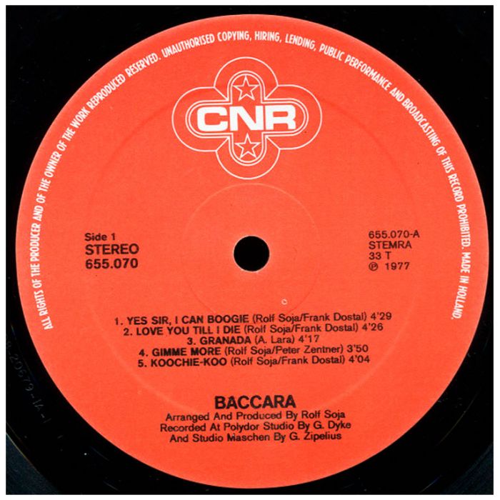 Виниловая пластинка BACCARA ‎– Baccara, 1977 (LP)