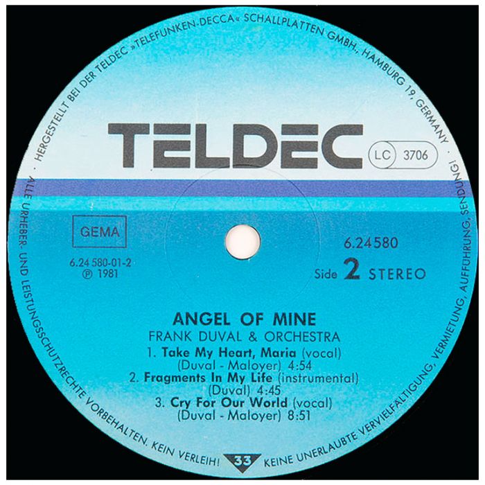 Виниловая пластинка FRANK DUVAL & ORCHESTRA – Angel Of Mine, 1981 (LP)