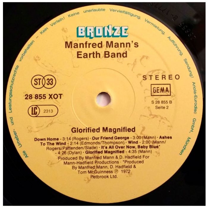 Виниловая пластинка MANFRED MANN'S EARTH BAND ‎– Glorified Magnified, 1972/1977 (LP)
