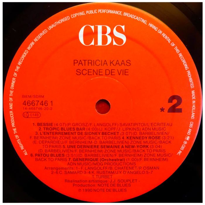 Виниловая пластинка PATRICIA KAAS ‎– Scene De Vie, 1990 (LP)