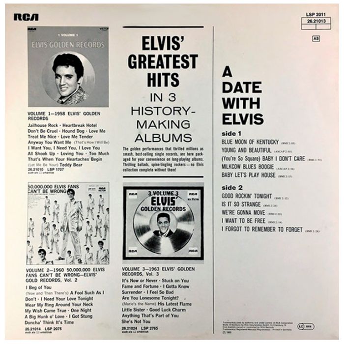 Виниловая пластинка ELVIS PRESLEY - A Date With Elvis, 1959/1965 (LP)