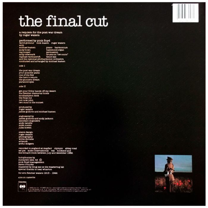 Виниловая пластинка PINK FLOYD ‎– The Final Cut, 1983 (LP)