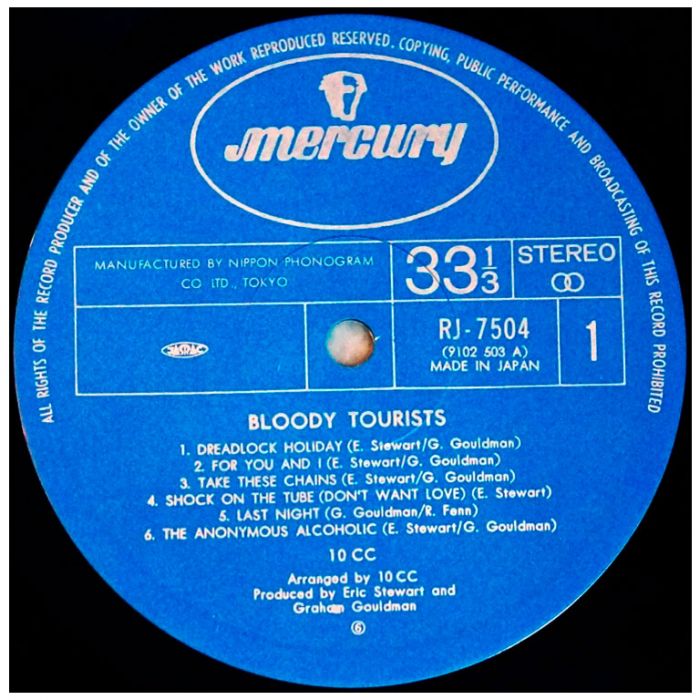 Виниловая пластинка 10CC ‎– Bloody Tourists, 1978 (LP)