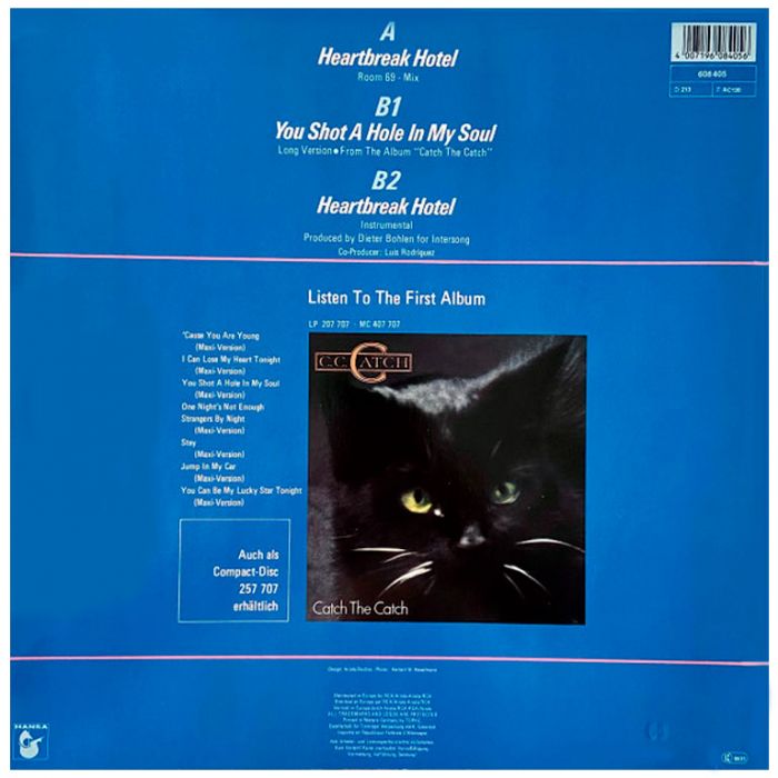 Виниловая пластинка C.C.CATCH ‎– Heartbreak Hotel (Room 69 - Mix), 1986 (EP, Maxi-Single)