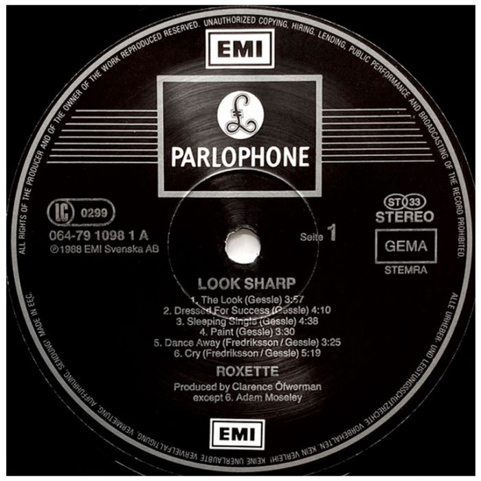 Виниловая пластинка ROXETTE ‎– Look Sharp!, 1988 (LP)