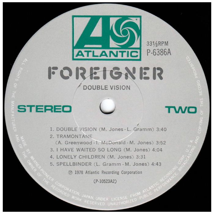 Виниловая пластинка FOREIGNER ‎– Double Vision, 1978 (LP, Reissue 1980)