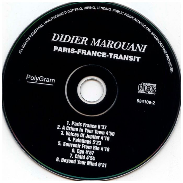 Компакт диск DIDIER MAROUANI (SPACE) ‎– Paris France Transit, 1982 (CD, Reissue, Unofficial Release 1996)