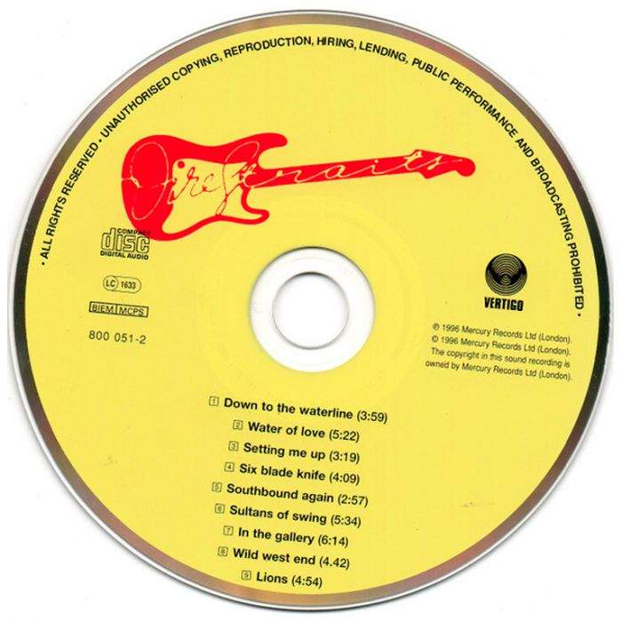 Компакт диск DIRE STRAITS – Dire Straits, 1978 (CD, Reissue, Remastered, Unofficial Release 1996)