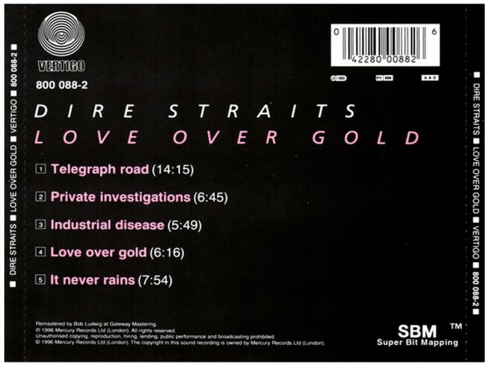 Компакт диск DIRE STRAITS – Love Over Gold, 1982 (CD, Reissue, Remastered, Unofficial Release 1996)