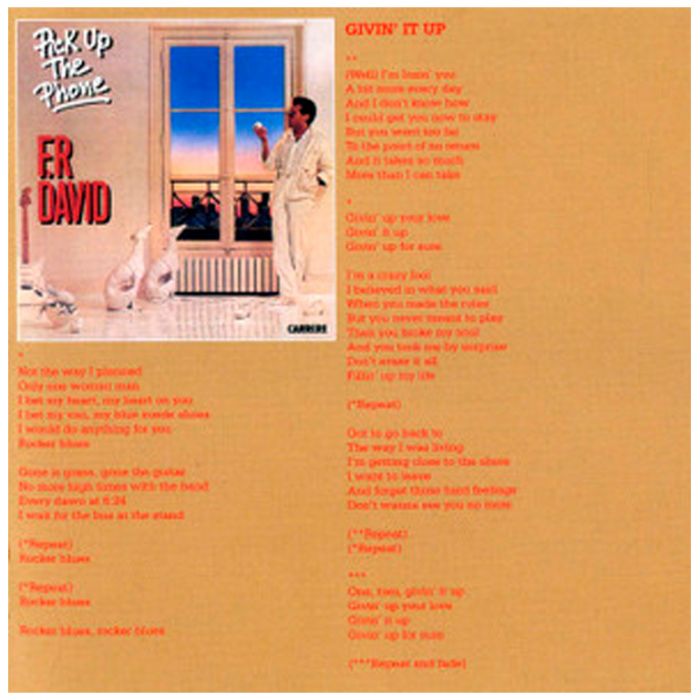 Компакт диск F.R.DAVID ‎– Words, 1982 (CD, Remastered, Unofficial Release 2022)