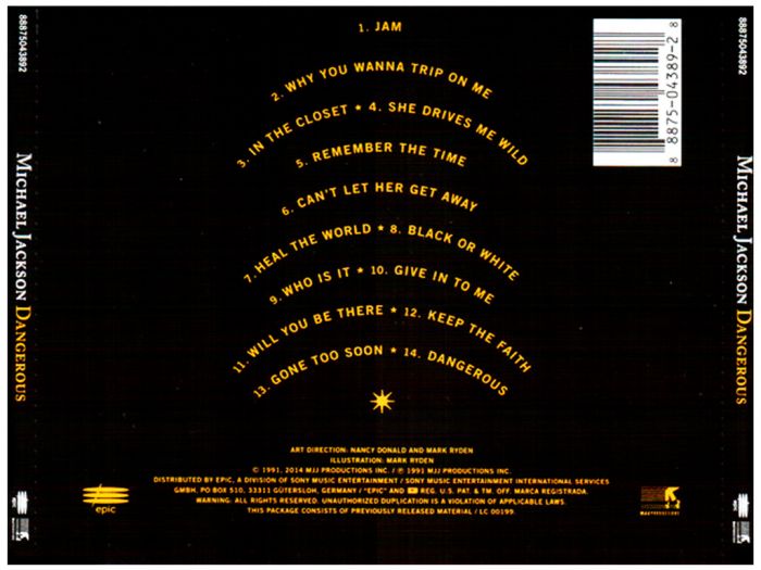 Компакт диск MICHAEL JACKSON ‎– Dangerous, 1991 (CD, Reissue, Remastered, Unofficial Release 2014)