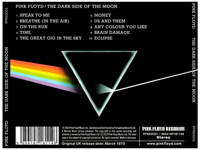 Компакт диск PINK FLOYD – The Dark Side Of The Moon, 1973 (CD, Reissue, Remastered, 50th Anniversary, Unofficial Release 2023)