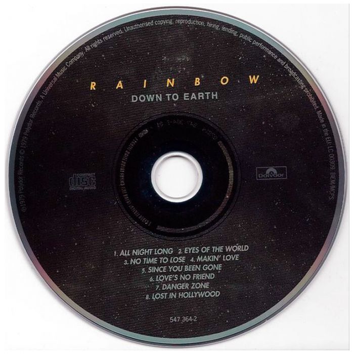 Компакт диск RAINBOW – Down To Earth, 1979 (CD, Reissue, Remastered, Unofficial Release 1999)