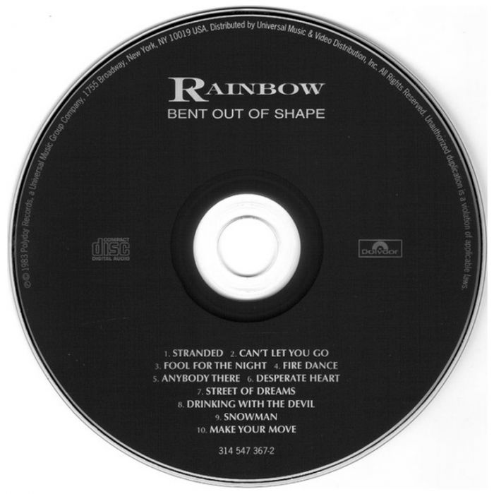 Компакт диск RAINBOW – Bent Out Of Shape, 1983 (CD, Reissue, Remastered, Unofficial Release 1999)