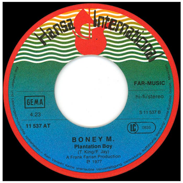 Виниловая пластинка BONEY M ‎– Belfast / Plantation Boy, 1977 (SP, Single)