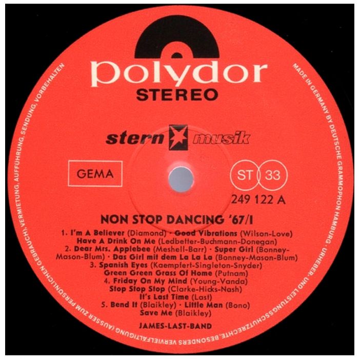 Виниловая пластинка JAMES LAST BAND ‎– Non Stop Dancing '67, 1967 (LP)