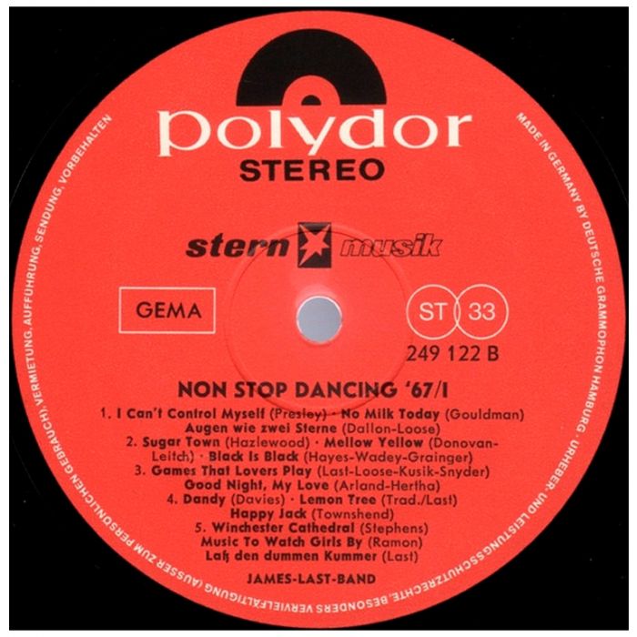 Виниловая пластинка JAMES LAST BAND ‎– Non Stop Dancing '67, 1967 (LP)