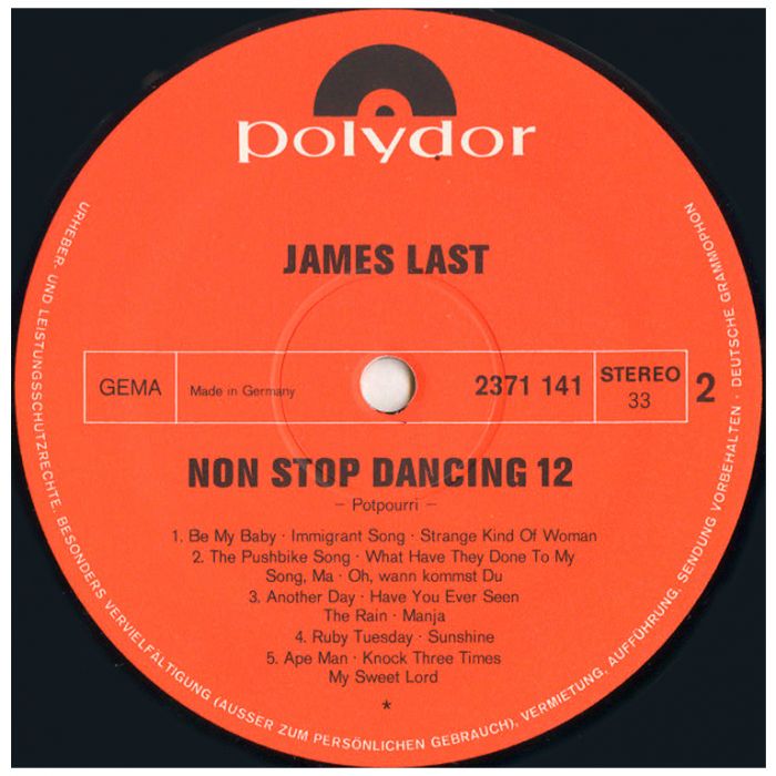 Виниловая пластинка JAMES LAST ‎– Non Stop Dancing 12, 1971 (LP)