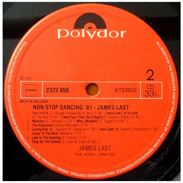 Виниловая пластинка JAMES LAST ‎– Non Stop Dancing '81, 1981 (LP)